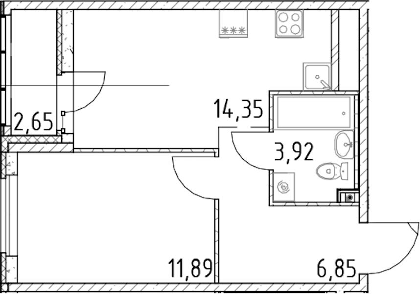 1-комнатная квартира 37.01 м², 6/23 эт., ЖК «Город Первых»